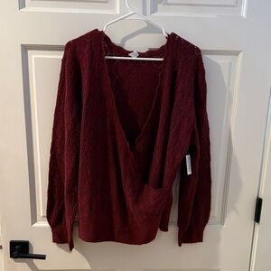 Old Navy Women's Deep Red V-Neck Sweater